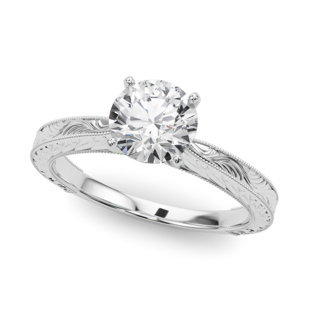 0.2 Ct Natural Round Cut Dace  Solitaire Diamond Rings in 9K White Gold